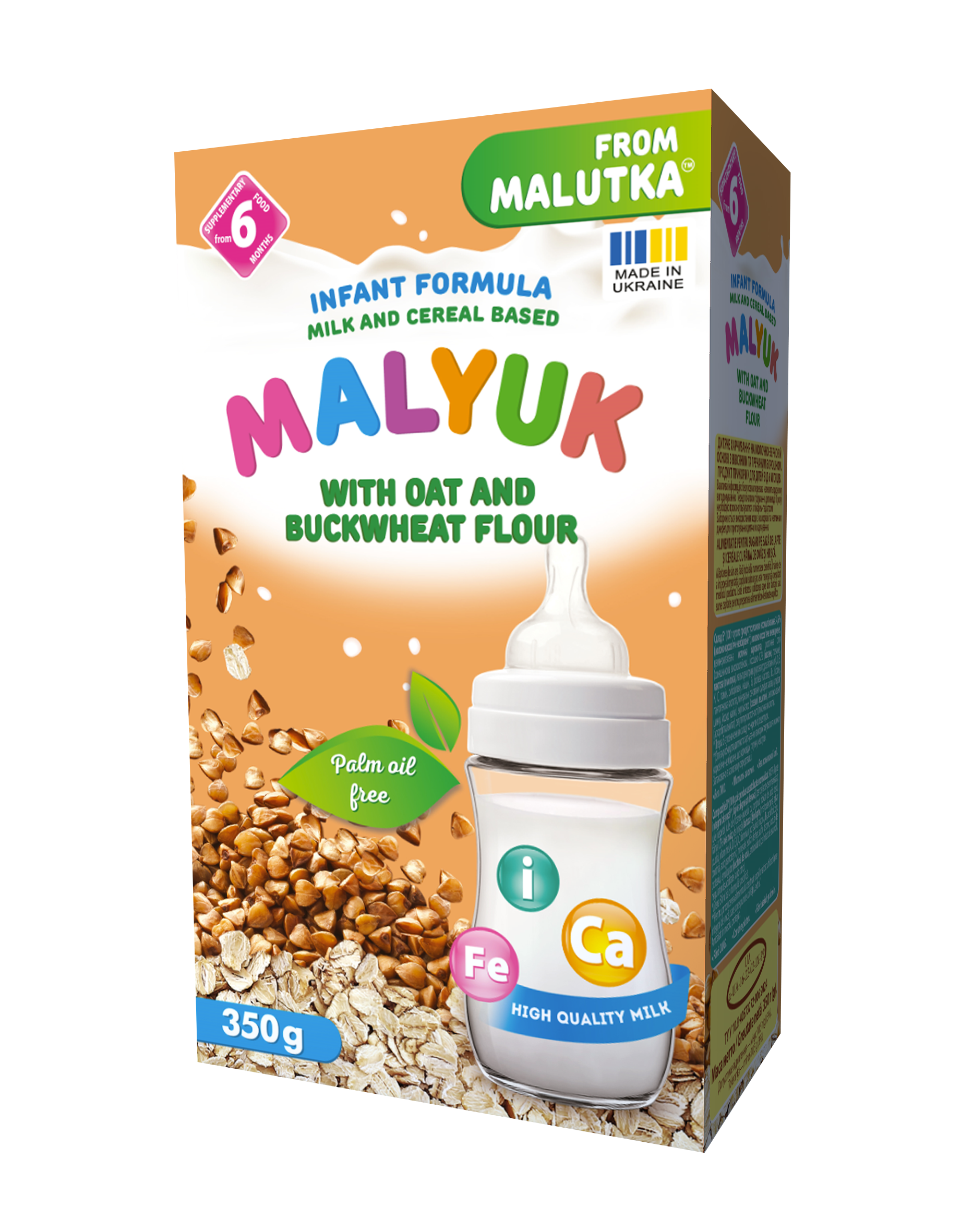 Milk and cereal based infant formula with oat and buckwheat flour. Complementary food for babies from 6 months. 350 g