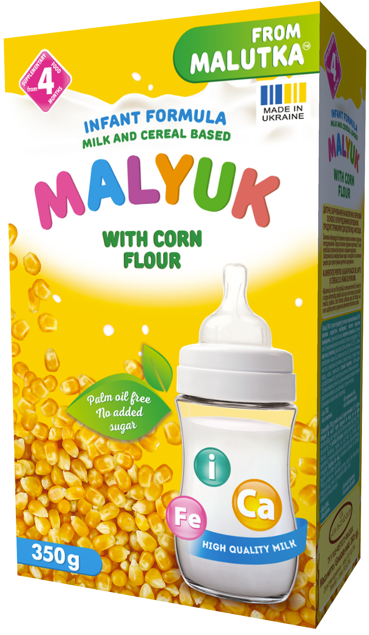 Milk and cereal based infant formula with corn flour. Complementary food for babies from 4 months 350 g.