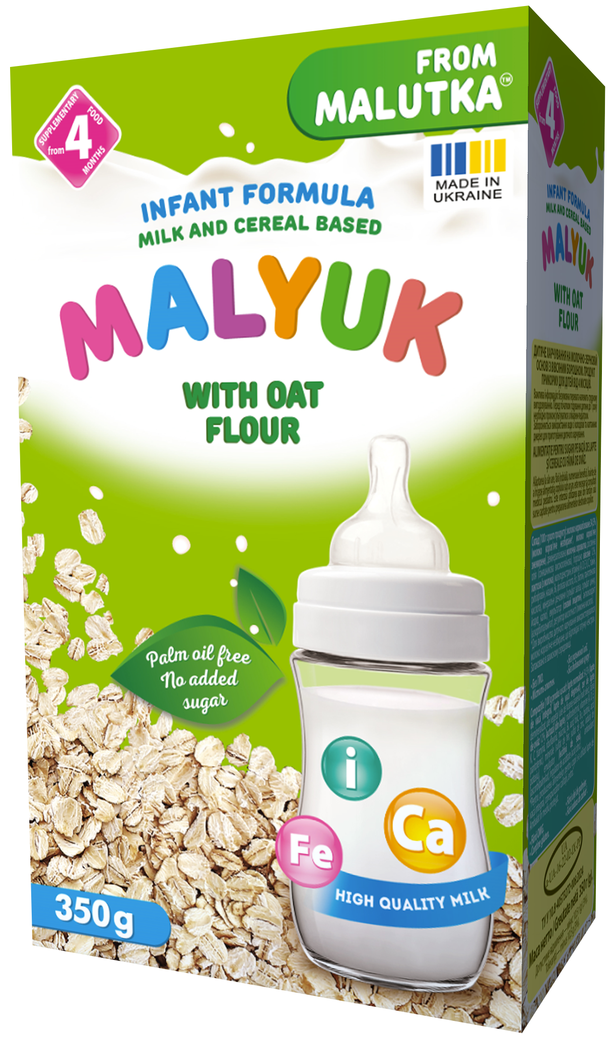 Milk and cereal based infant formula with oat flour. Complementary food for babies from 4 months 350 g.