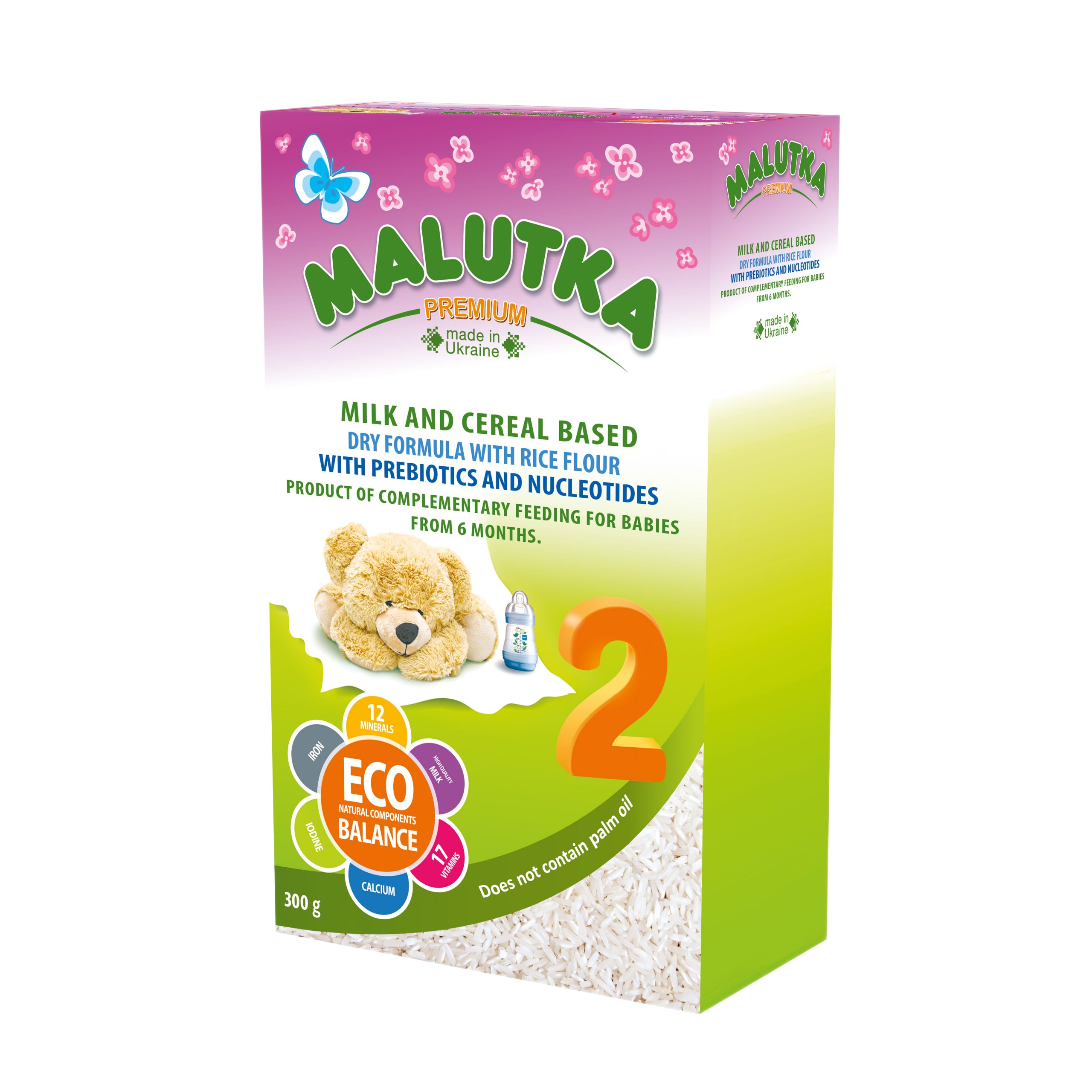 Milk and cereal based infant formula with rice flour with prebiotic. Complementary food for babies from 4 months. 300g.