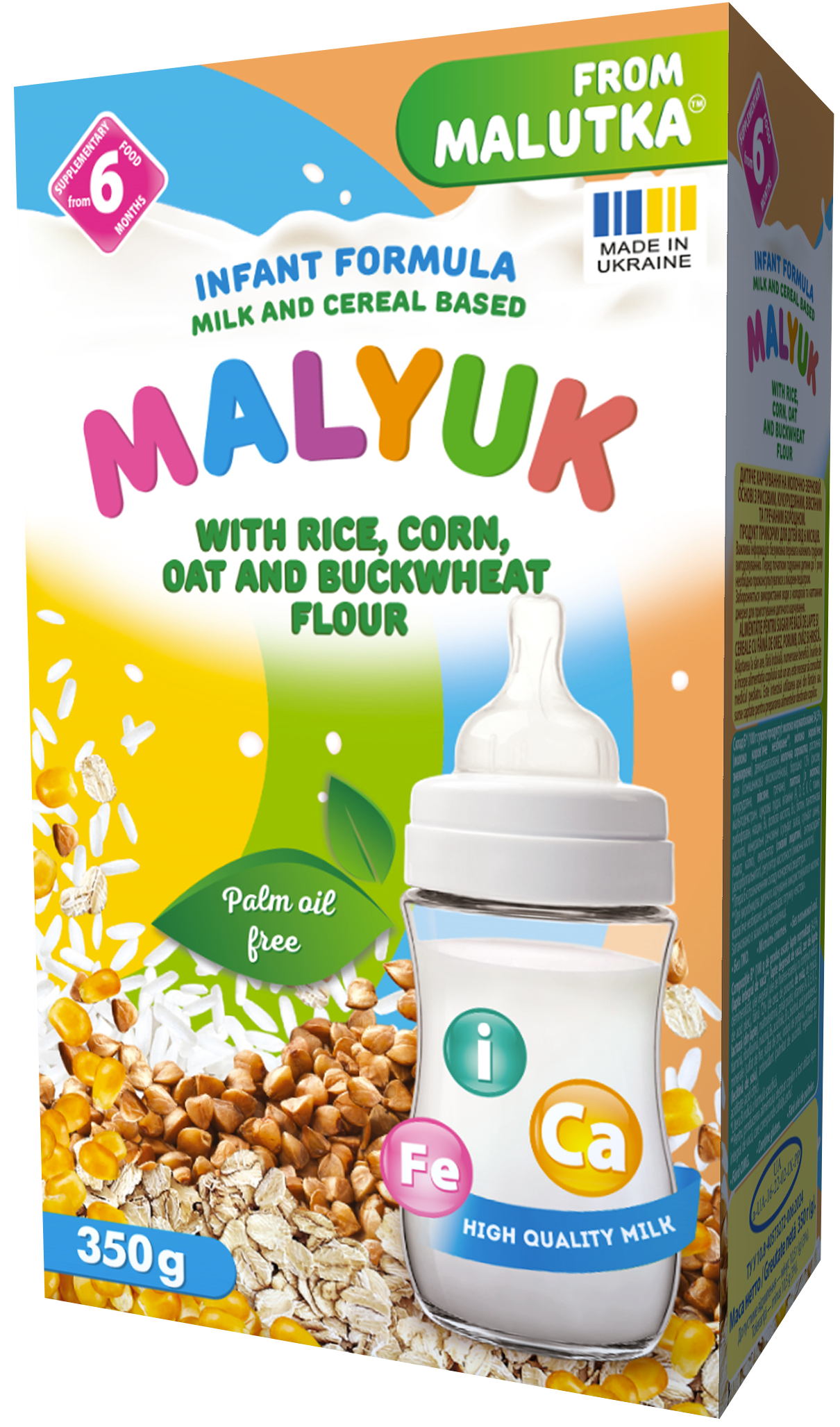 Milk and cereal based infant formula with rice, corn, oat and buckwheat f lour. A complementary food for babies from 6 months. 350 g.
